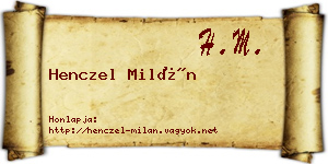Henczel Milán névjegykártya